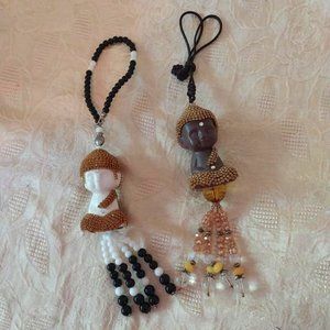 Set of 2 Buddha Charms Car Hanging Ornament